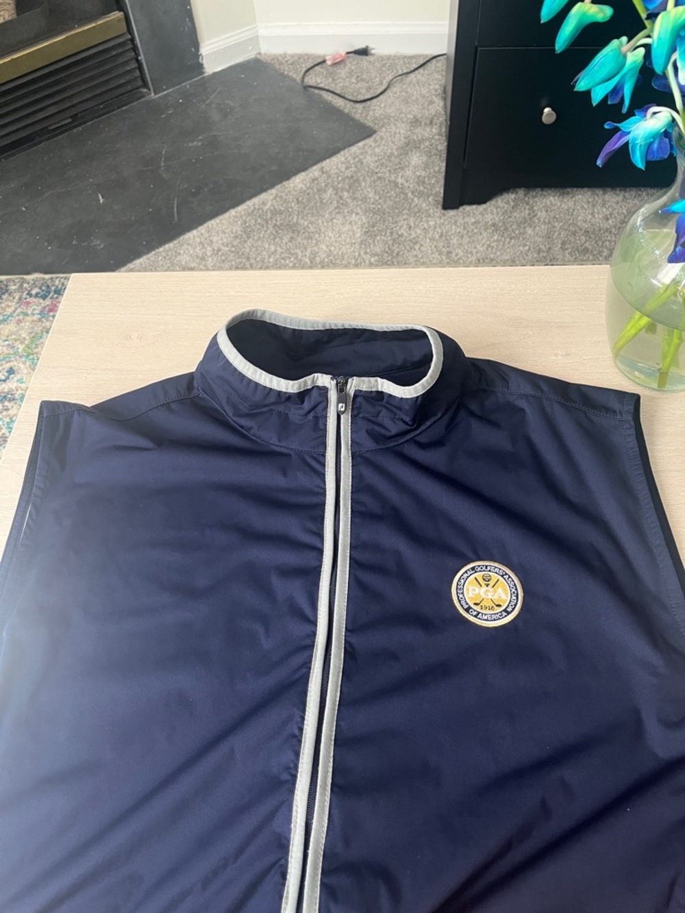 Men's Navy Golf Windbreaker Vest with PGA of America Crest